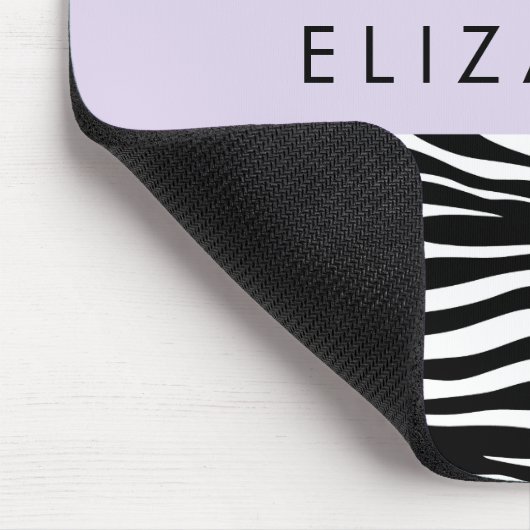 Zebra Print, Streifen, Schwarz und Weiß, Ihr Name Mousepad (Ecke)