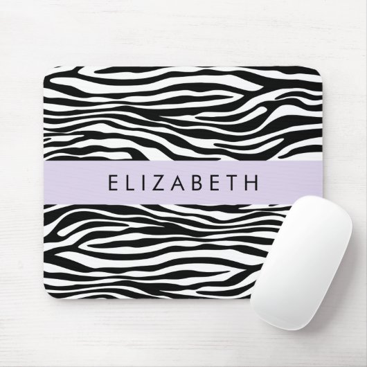 Zebra Print, Streifen, Schwarz und Weiß, Ihr Name Mousepad (Mit Mouse)