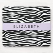 Zebra Print, Streifen, Schwarz und Weiß, Ihr Name Mousepad (Vorne)