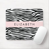 Zebra Print, Streifen, Schwarz und Weiß, Ihr Name Mousepad (Mit Mouse)