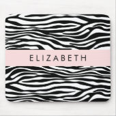 Zebra Print, Streifen, Schwarz und Weiß, Ihr Name Mousepad (Vorne)