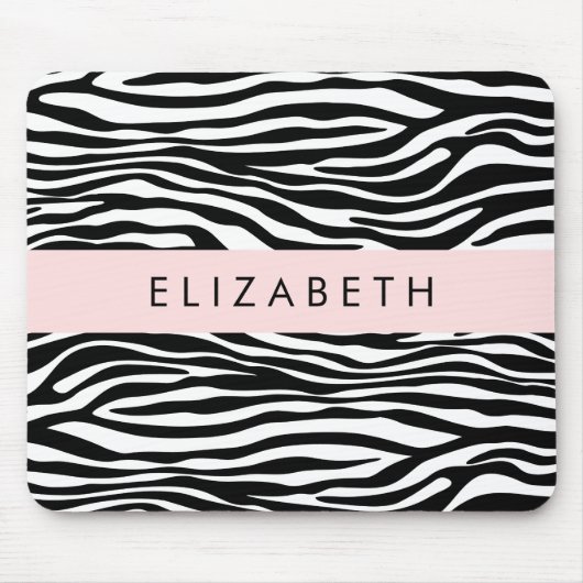 Zebra Print, Streifen, Schwarz und Weiß, Ihr Name Mousepad (Vorne)