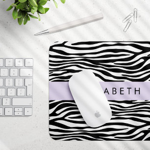 Zebra Print, Streifen, Schwarz und Weiß, Ihr Name Mousepad