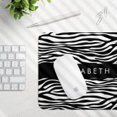 Zebra Print, Streifen, Schwarz und Weiß, Ihr Name Mousepad