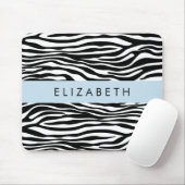 Zebra Print, Streifen, Schwarz und Weiß, Ihr Name Mousepad (Mit Mouse)