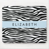 Zebra Print, Streifen, Schwarz und Weiß, Ihr Name Mousepad (Vorne)
