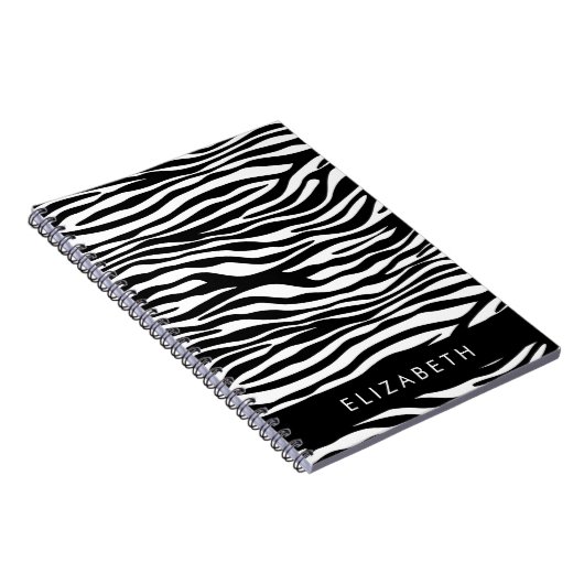 Zebra Print, Streifen, Schwarz und Weiß, Ihr Name Notizblock (Rechte Seite)
