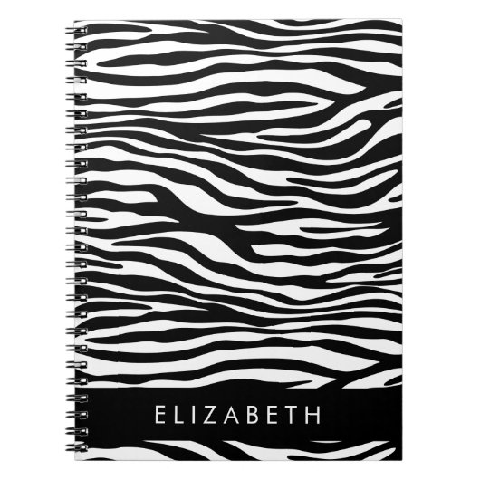 Zebra Print, Streifen, Schwarz und Weiß, Ihr Name Notizblock (Vorderseite)