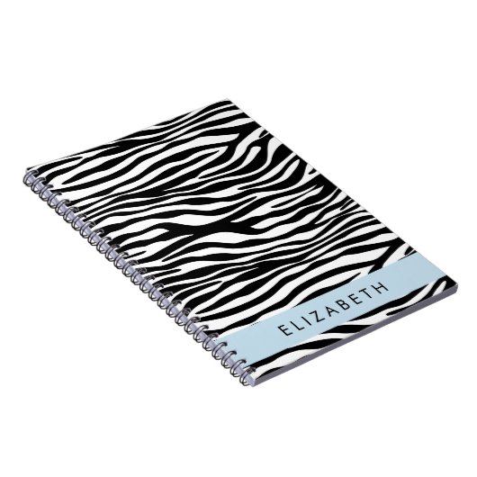 Zebra Print, Streifen, Schwarz und Weiß, Ihr Name Notizblock (Rechte Seite)