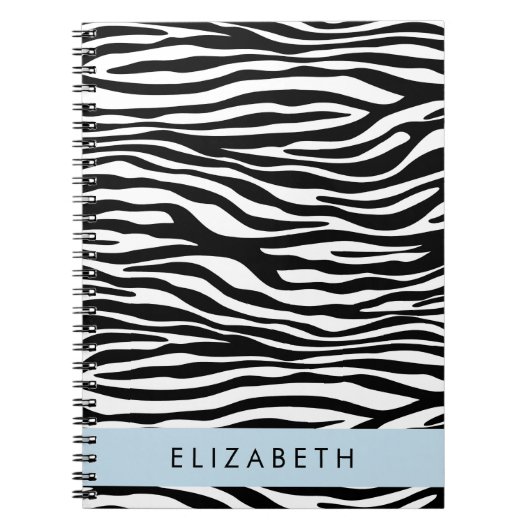 Zebra Print, Streifen, Schwarz und Weiß, Ihr Name Notizblock (Vorderseite)
