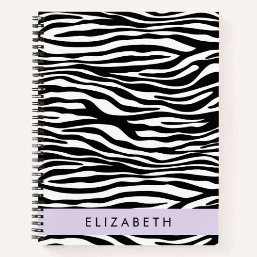Zebra Print, Streifen, Schwarz und Weiß, Ihr Name Notizblock (Vorderseite)