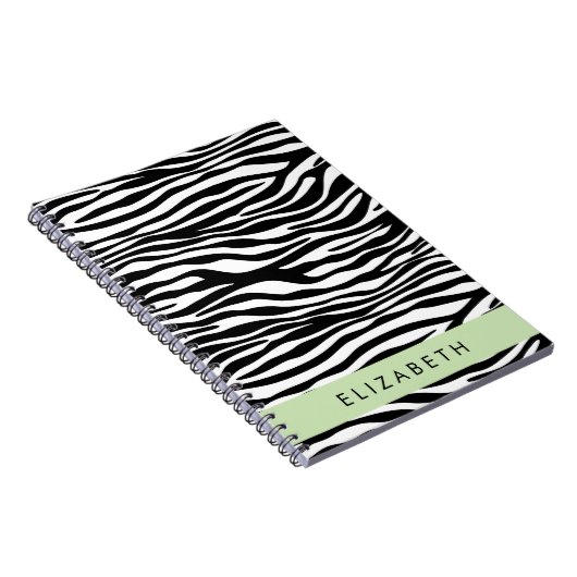 Zebra Print, Streifen, Schwarz und Weiß, Ihr Name Notizblock (Rechte Seite)