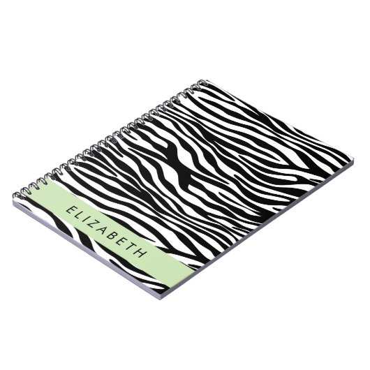 Zebra Print, Streifen, Schwarz und Weiß, Ihr Name Notizblock (Linke Seite)