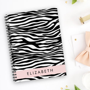 Zebra Print, Streifen, Schwarz und Weiß, Ihr Name Notizblock