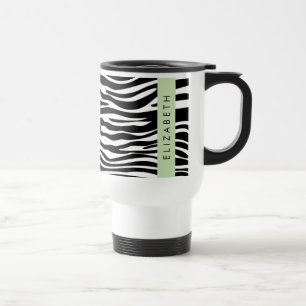 Zebra Print, Streifen, Schwarz und Weiß, Ihr Name Reisebecher