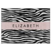 Zebra Print, Streifen, Schwarz und Weiß, Ihr Name Schneidebrett (Vorderseite)