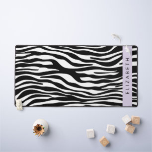 Zebra Print, Streifen, Schwarz und Weiß, Ihr Name Schreibtischunterlage