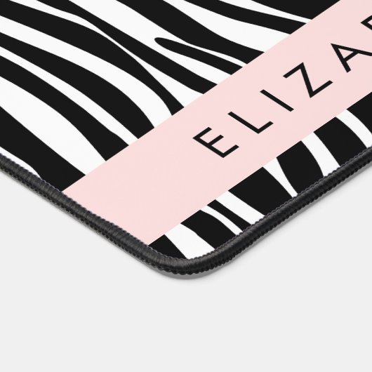 Zebra Print, Streifen, Schwarz und Weiß, Ihr Name Schreibtischunterlage (Ecke)