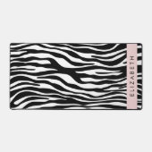 Zebra Print, Streifen, Schwarz und Weiß, Ihr Name Schreibtischunterlage (Vorderseite)
