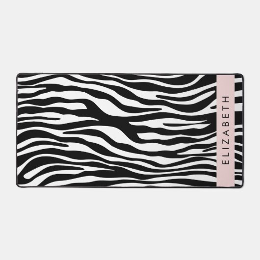 Zebra Print, Streifen, Schwarz und Weiß, Ihr Name Schreibtischunterlage (Vorderseite)