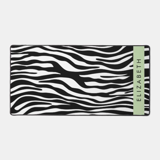 Zebra Print, Streifen, Schwarz und Weiß, Ihr Name Schreibtischunterlage (Vorderseite)