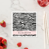 Zebra Print, Streifen, Schwarz und Weiß, Ihr Name Serviette (Beispiel)
