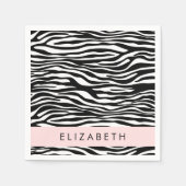 Zebra Print, Streifen, Schwarz und Weiß, Ihr Name Serviette (Vorderseite)