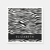 Zebra Print, Streifen, Schwarz und Weiß, Ihr Name Serviette (Vorderseite)