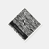 Zebra Print, Streifen, Schwarz und Weiß, Ihr Name Serviette (Ecke)