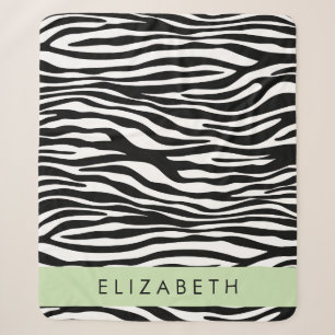 Zebra Print, Streifen, Schwarz und Weiß, Ihr Name Sherpadecke