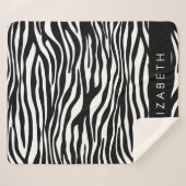 Zebra Print, Streifen, Schwarz und Weiß, Ihr Name Sherpadecke (Vorderseite (Horizontal))