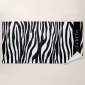 Zebra Print, Streifen, Schwarz und Weiß, Ihr Name Strandtuch (Vorderseite)