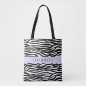 Zebra Print, Streifen, Schwarz und Weiß, Ihr Name Tasche (Vorderseite)