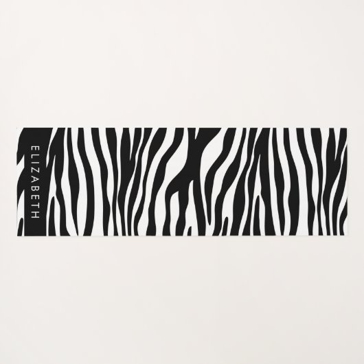 Zebra Print, Streifen, Schwarz und Weiß, Ihr Name Yogamatte (Rückseite (Horizontal))