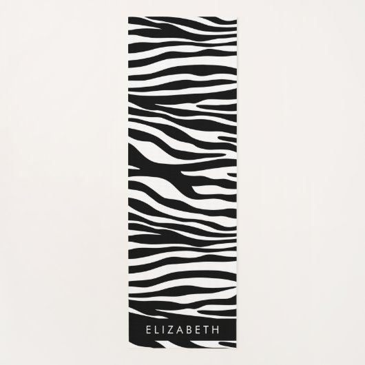 Zebra Print, Streifen, Schwarz und Weiß, Ihr Name Yogamatte (Vorderseite)