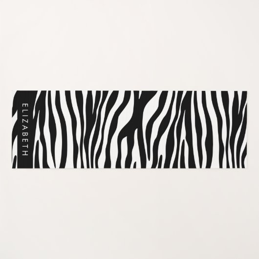 Zebra Print, Streifen, Schwarz und Weiß, Ihr Name Yogamatte (Vorderseite (Horizontal))
