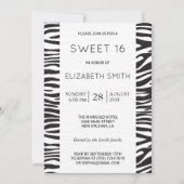 Zebra Print, Streifen, schwarz und weiß, süß 16 Einladung (Vorderseite)