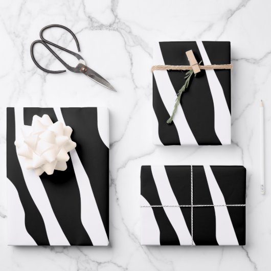 Zebra Print Stripes Muster Geschenkpapier Set (Vorderseite)