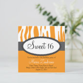 Zebra Print Sweet 16 Geburtstagsparty Einladung (Stehend Vorderseite)