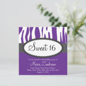 Zebra Print Sweet 16 Geburtstagsparty Einladung (Stehend Vorderseite)