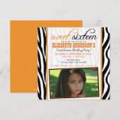 Zebra Print Sweet 16 Party Einladung (orange) (Vorne/Hinten)