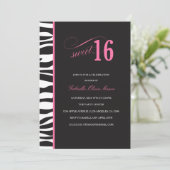 Zebra Print Sweet 16 Party Einladungen (Stehend Vorderseite)