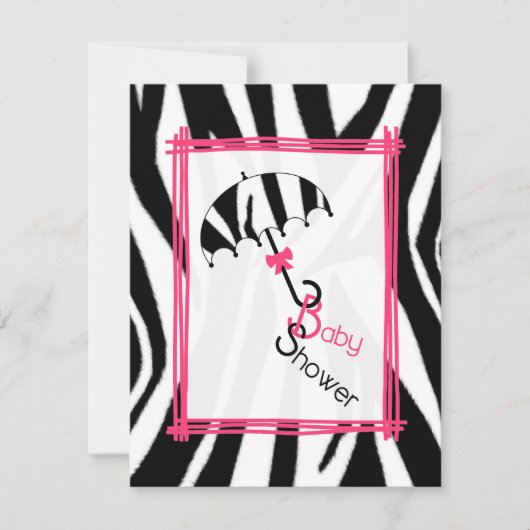 Zebra Print Umbrella Baby Dusche Einladung (Vorderseite)