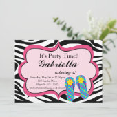 Zebra Print Umdreh Flop Geburtstagsparty Einladung (Stehend Vorderseite)