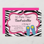 Zebra Print Umdreh Flop Geburtstagsparty Einladung (Vorne/Hinten)