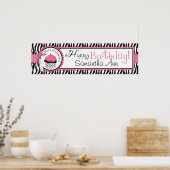 Zebra Print und Cupcake Birthday Banner Poster (Küche)