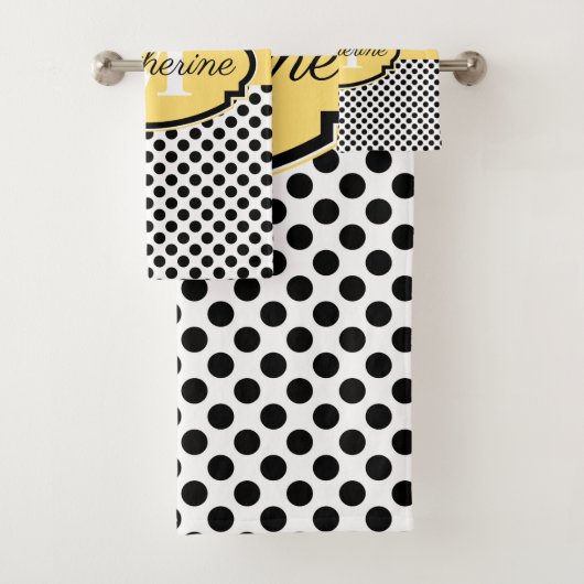 Zebra Print- und Dots-Muster Badhandtuch Set (Insitu)