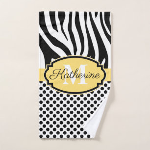 Zebra Print- und Dots-Muster Badhandtuch Set