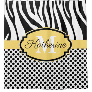 Zebra Print- und Dots-Muster Duschvorhang