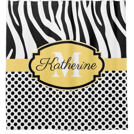 Zebra Print- und Dots-Muster Duschvorhang (Vorderseite)